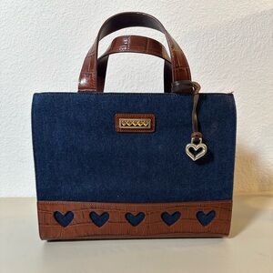 Brighton Blue and Brown Heart Tote
